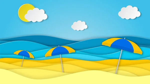 Paisaje marino con playa — Vector de stock