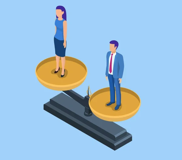 Uomo d'affari e donna d'affari uguali su una scala. — Vettoriale Stock