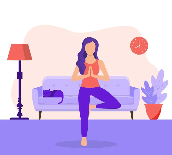 Mujer joven haciendo ejercicio de yoga . — Vector de stock