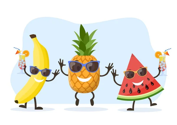 Lindo y divertido personaje de piña — Vector de stock