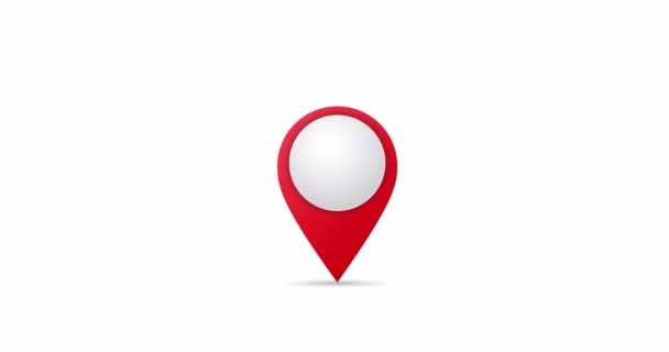 Locatie Pin pictogram. 4K video GPS beweging van de pin toont de locatie op de kaart. — Stockvideo