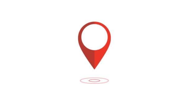 위치핀 아이콘. 지도의 위치를 표시하는 핀 의 4K 비디오 GPS 이동. — 비디오