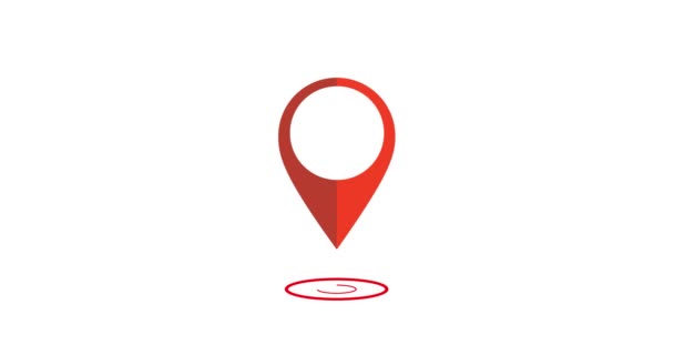 定位Pin图标。4K视频GPS移动的销显示位置在地图上. — 图库视频影像
