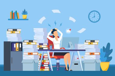 Yorgun ve bıkkın bir ofis çalışanı.