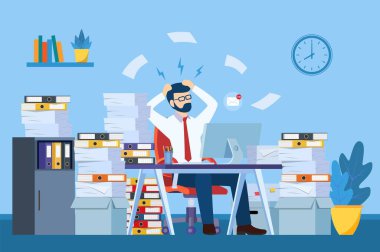 Yorgun ve bıkkın bir ofis çalışanı.