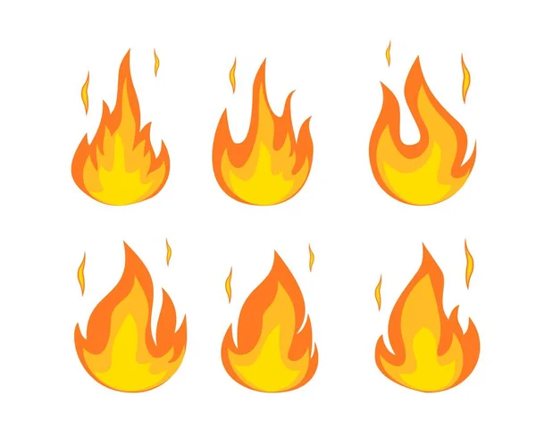 Flammes de feu de bande dessinée allumées. — Image vectorielle