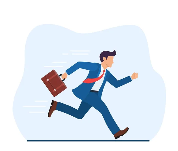 Hombre de negocios corriendo con maletín. — Vector de stock