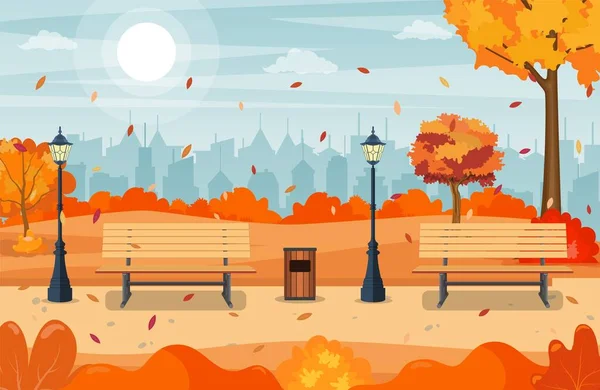Krásný podzimní městský park — Stockový vektor