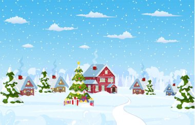 Banliyö evi karla kaplı.