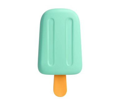 3d ice cream on a stick icon. Design elements. Summer holiday, Time to travel concept. 3d rendering. Vector illustration