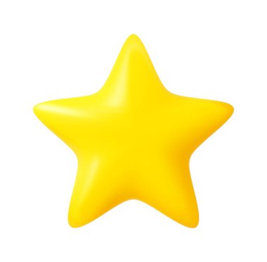 3d Star yellow golden Icon isolated on white background. Design elements. 3d rendering. Vector illustration