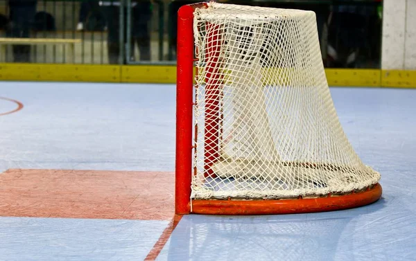 Filet Hockey Ligne Dans Arène Intérieure Images De Stock Libres De Droits