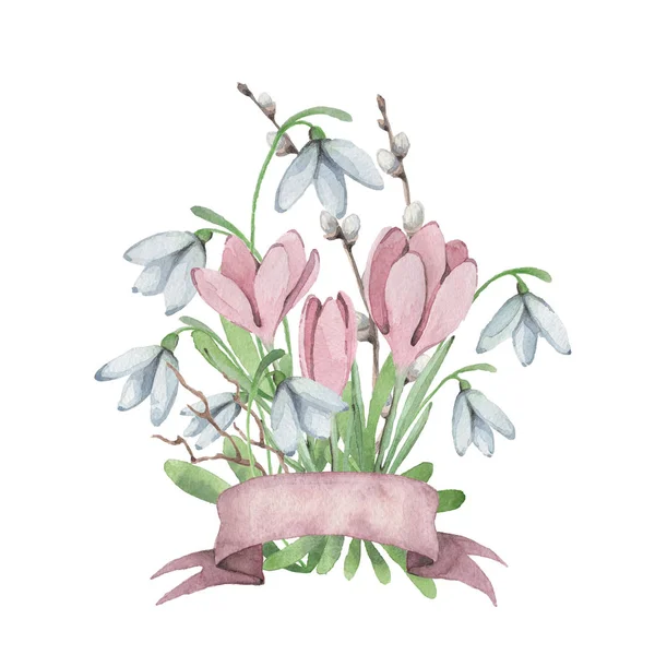 Easter flowers. Watercolor illustration — Stock Photo, Image