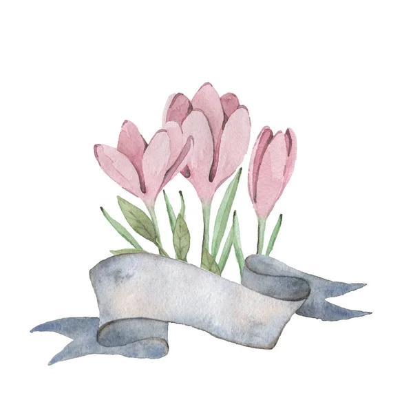 Zajączek wielkanocny z kwiatami. Ilustracja akwarela — Zdjęcie stockowe