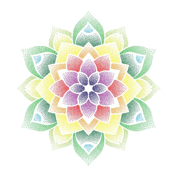 Mandala de flores de puntos coloridos — Vector de stock