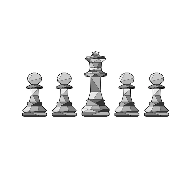 Garis luar bidak catur dan raja - Stok Vektor