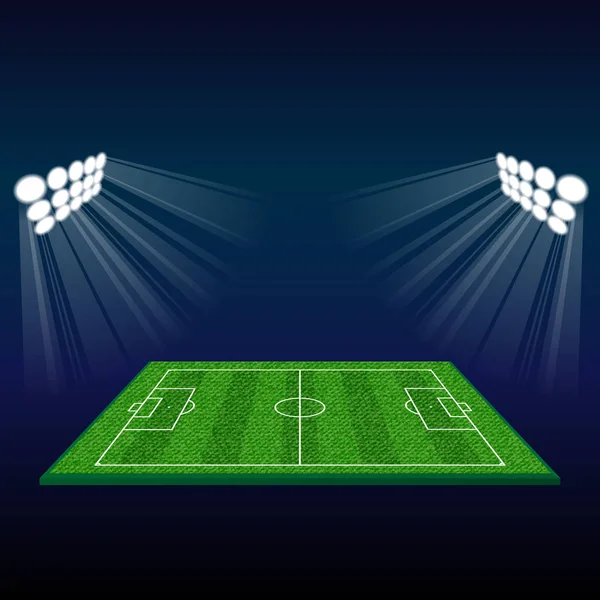 Voetbalveld met verlichting — Stockvector