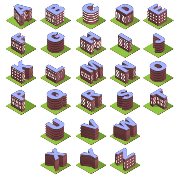 等尺性建物文字 — ストックベクタ