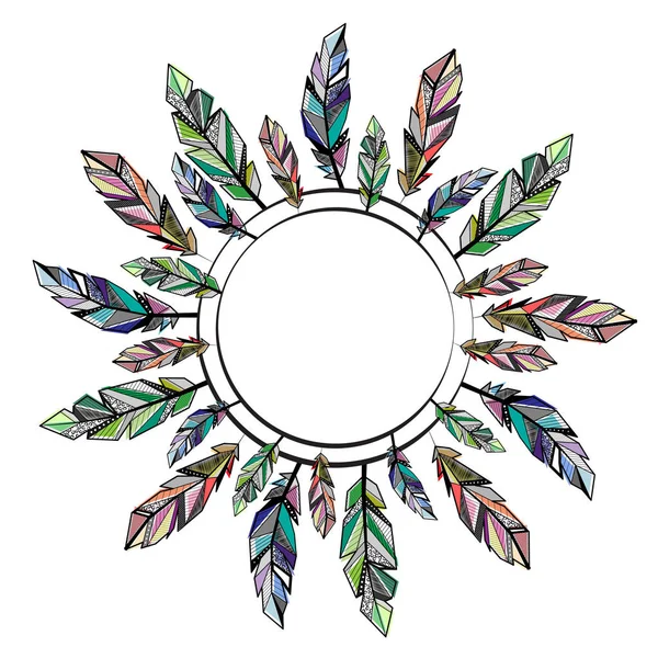 Marco de círculo de plumas — Archivo Imágenes Vectoriales