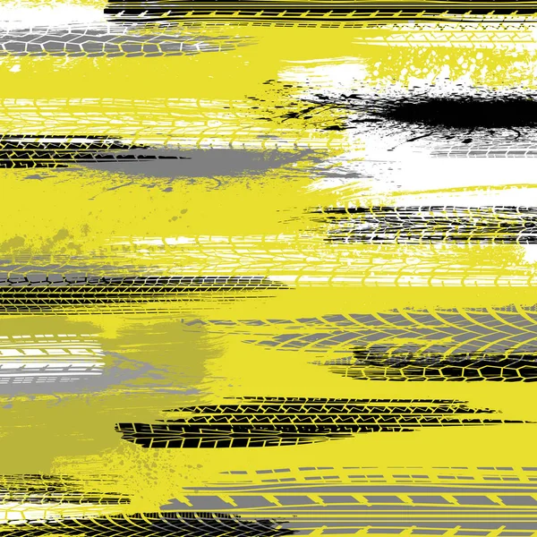 Trois couleur piste de pneu fond grunge — Image vectorielle