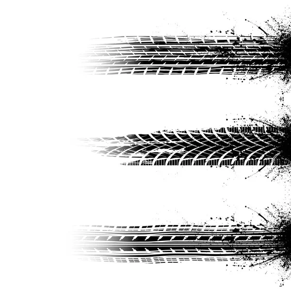 Ensemble de traces de pneus grunge brossé — Image vectorielle