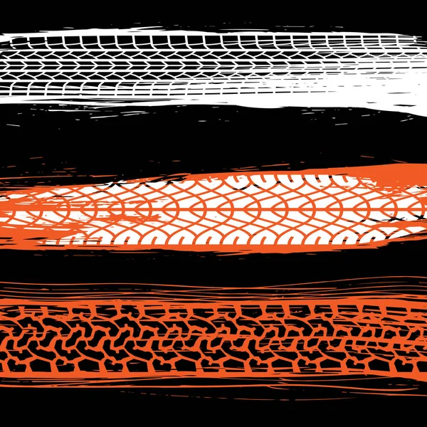 Ensemble de pneus grunge trois couleurs — Image vectorielle