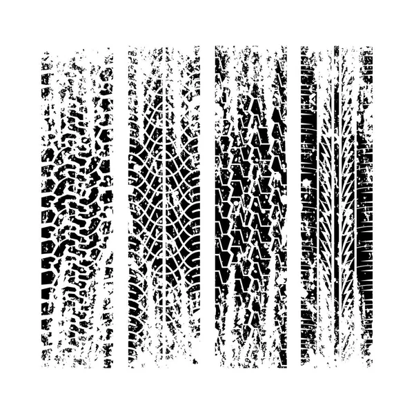 グランジ タイヤ トラック セット 4 — ストックベクタ