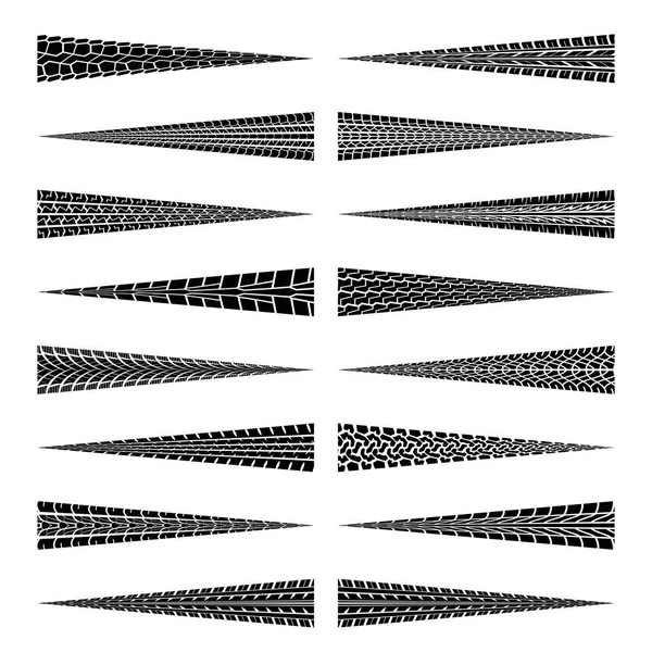 Perspectiva triangular pistas de neumáticos conjunto — Archivo Imágenes Vectoriales