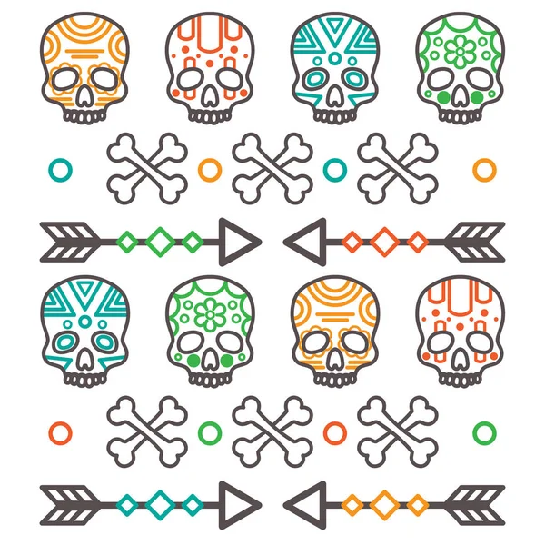 Modèle de crânes tribaux — Image vectorielle
