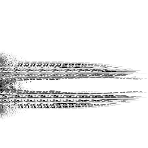 Grunge de piste de pneu en niveaux de gris — Image vectorielle