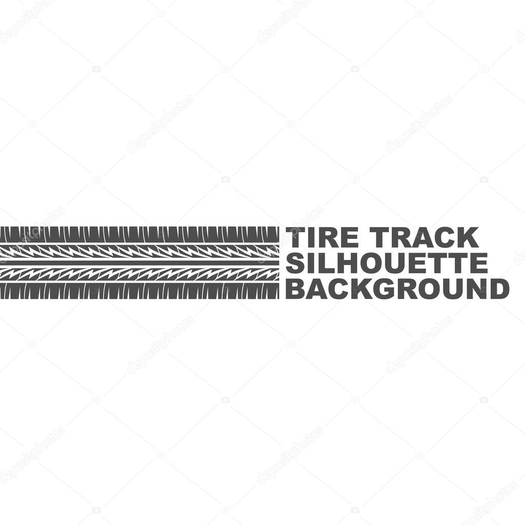 Black tire track silhouette with text isolated on white background