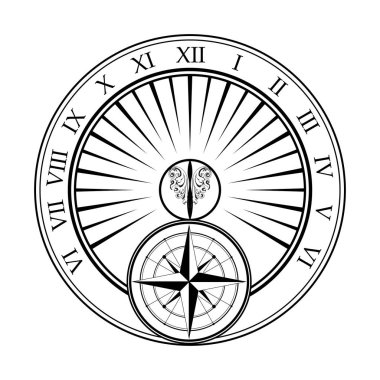 Güneş saati windrose ile beyaz