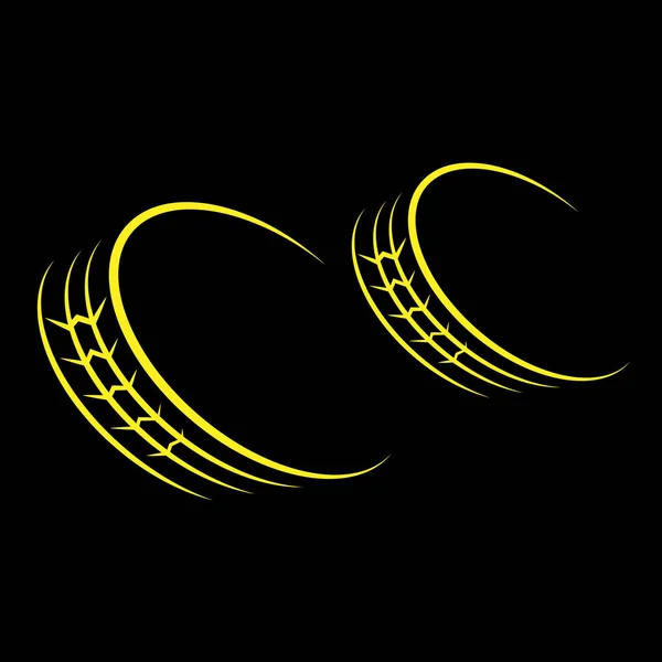 Kolo pneumatiku stopy žlutá — Stockový vektor