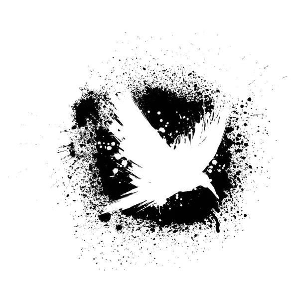 Bianco grunge corvo silhouette — Vettoriale Stock