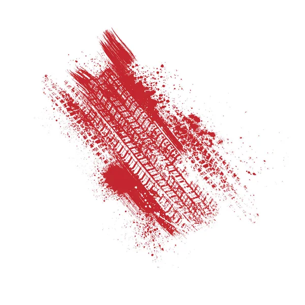 Pista de neumático grunge rojo — Vector de stock