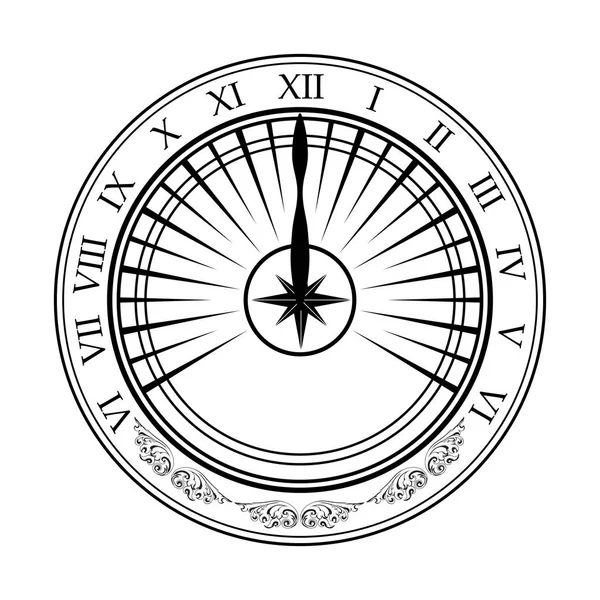 Silueta blanca Sundial — Vector de stock