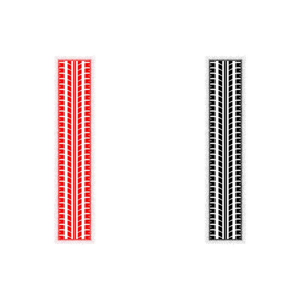 Neumáticos punteados rojos y negros — Vector de stock