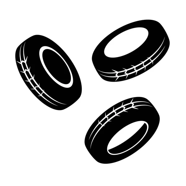 Tři černé pneumatiky — Stockový vektor