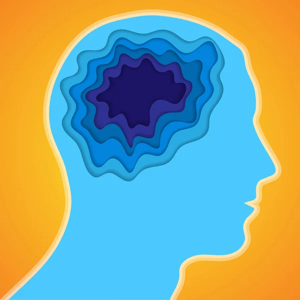Tête humaine et cerveau de papier — Image vectorielle
