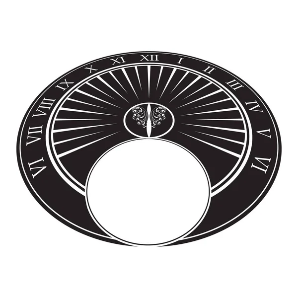 Ηλιακό Ρολόι Μαύρο Σιλουέτα Που Απομονώνονται Λευκό Φόντο — Διανυσματικό Αρχείο