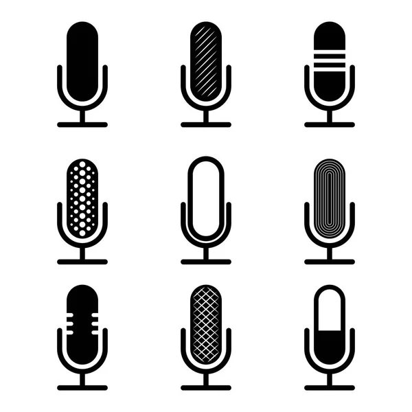 Black microphones set — Stock Vector