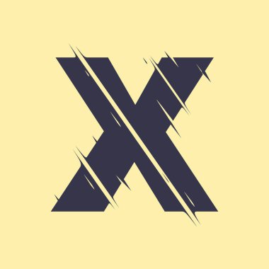 Sarı arka plan üzerinde izole X harfi karalamak. Ayarlama imkanı. Tek tek öğeleri.