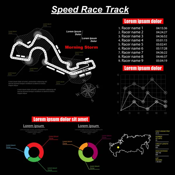 Circuito de perseguição preto — Vetor de Stock