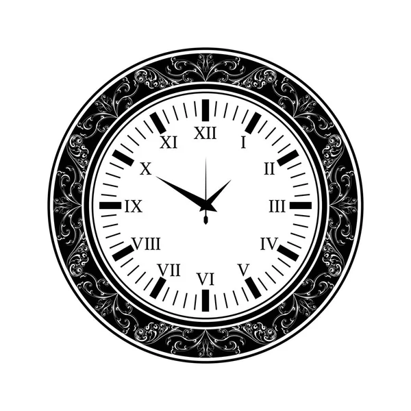 Oude horloge zwart silhouet — Stockvector