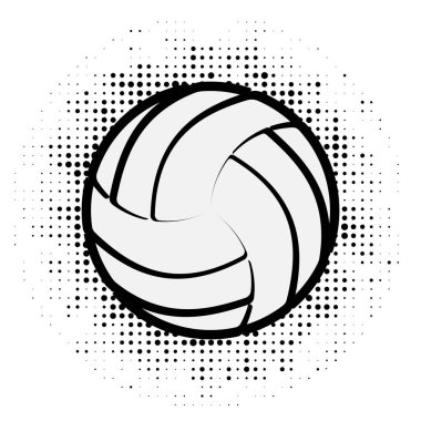 Beyaz arka plan üzerinde izole yarı ton ile siyah anahat voleybol
