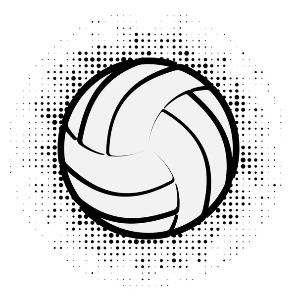 Volleyball Contour Noir Avec Demi Ton Isolé Sur Fond Blanc — Image vectorielle