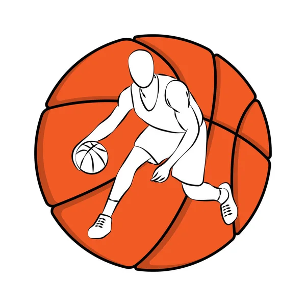 Basketball joueur contour — Image vectorielle