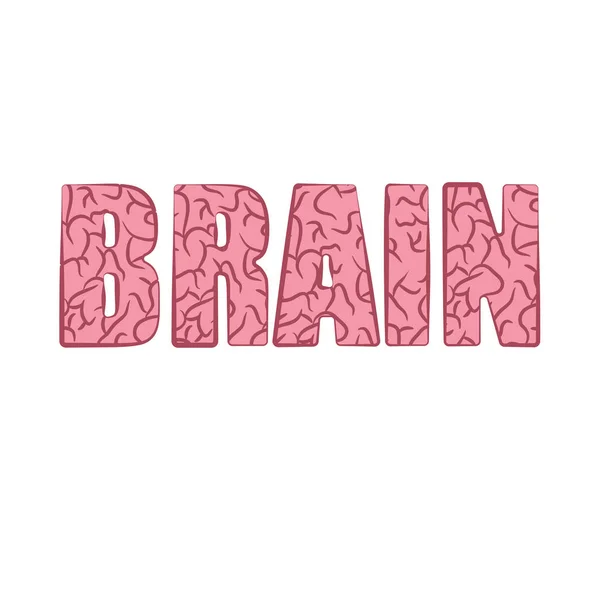 Cervello parola rosa — Vettoriale Stock
