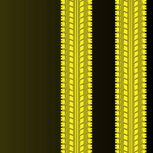 Pneumatico giallo traccia sagome — Vettoriale Stock