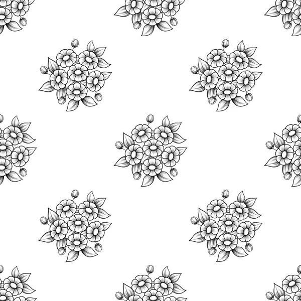 无缝的轮廓雏菊花背景 — 图库矢量图片